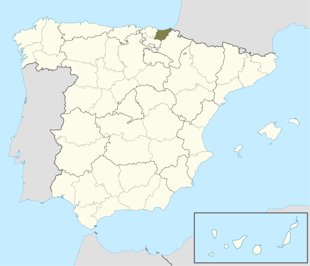 Mapa de ubicación de Guipúzcoa.