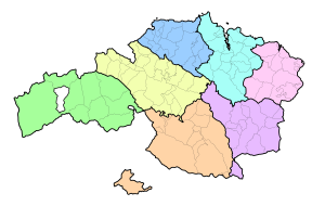 Mapa mudo de las comarcas de la provincia de Vizcaya.