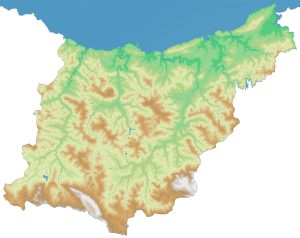 Mapa físico en blanco de la provincia de Guipúzcoa.