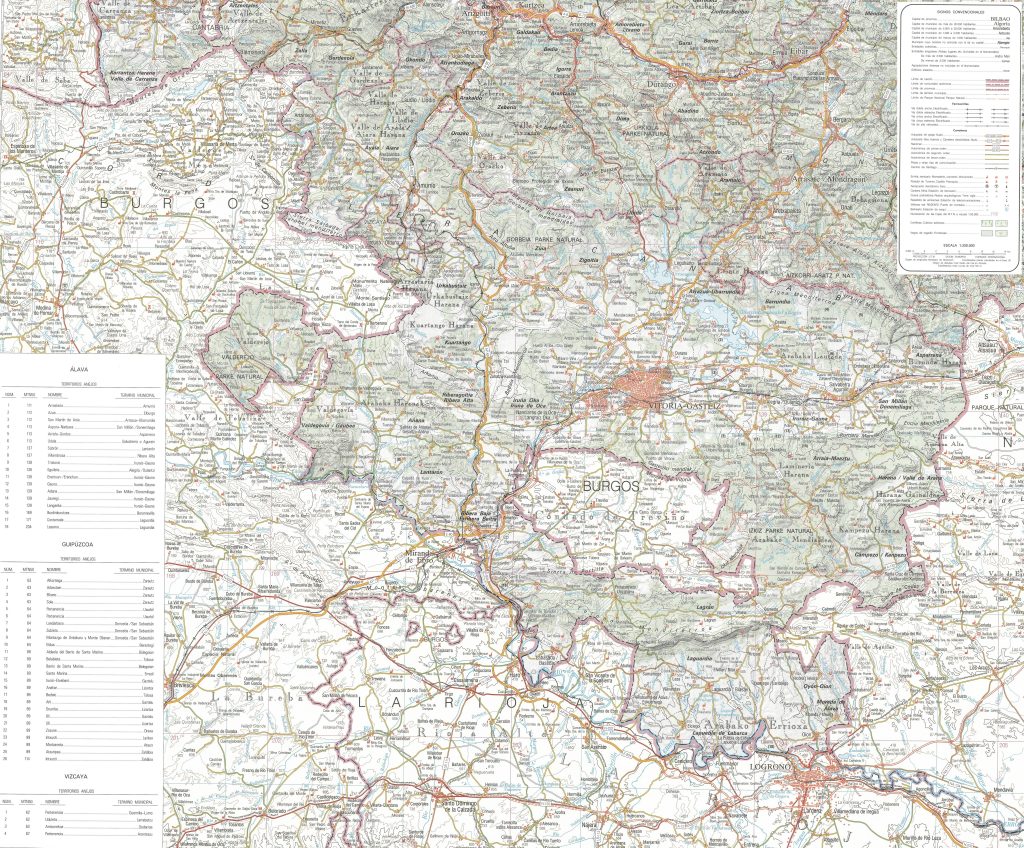 Mapa físico de la provincia de Álava.