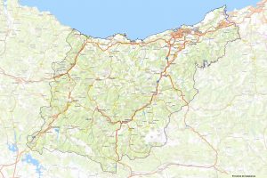 Mapa en relieve de Guipúzcoa.