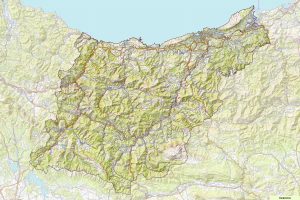Mapa topográfico de Guipúzcoa.