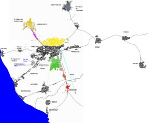 Mapa de Chiclayo y su área metropolitana.