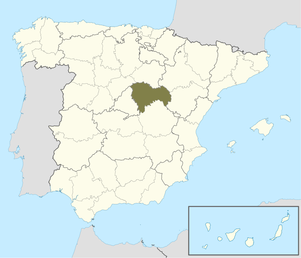 Mapa de ubicación de la provincia de Guadalajara.