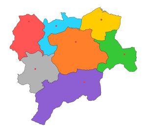 Mapa mudo de los partidos judiciales de la provincia de Albacete.