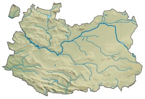Mapa físico en blanco de la provincia de Ciudad Real.