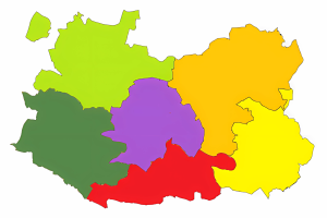 Mapa mudo de las comarcas de la provincia de Ciudad Real.