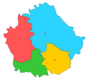 Mapa mudo de los partidos judiciales de la provincia de Cuenca.