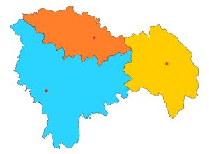 Mapa mudo de los partidos judiciales de la provincia de Guadalajara.