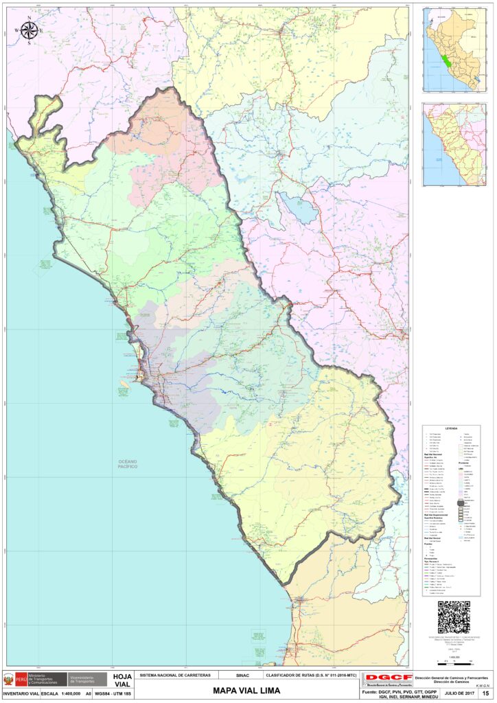 Mapa del departamento de Lima.