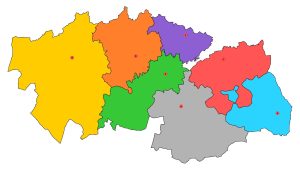 Mapa mudo de los partidos judiciales de la provincia de Toledo.