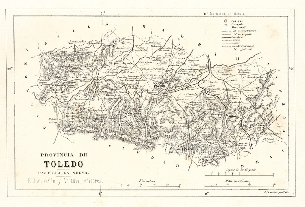Mapa de la provincia de Toledo 1866.