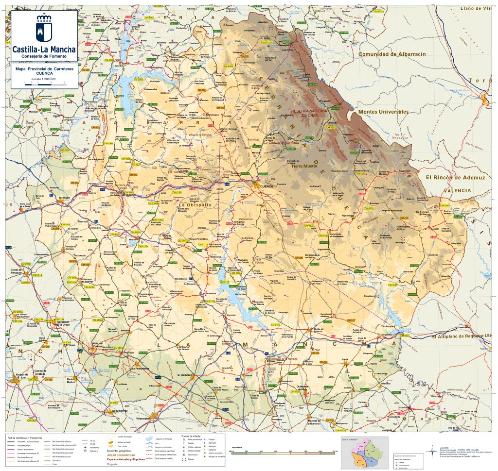 Mapa de carreteras de la provincia de Cuenca.