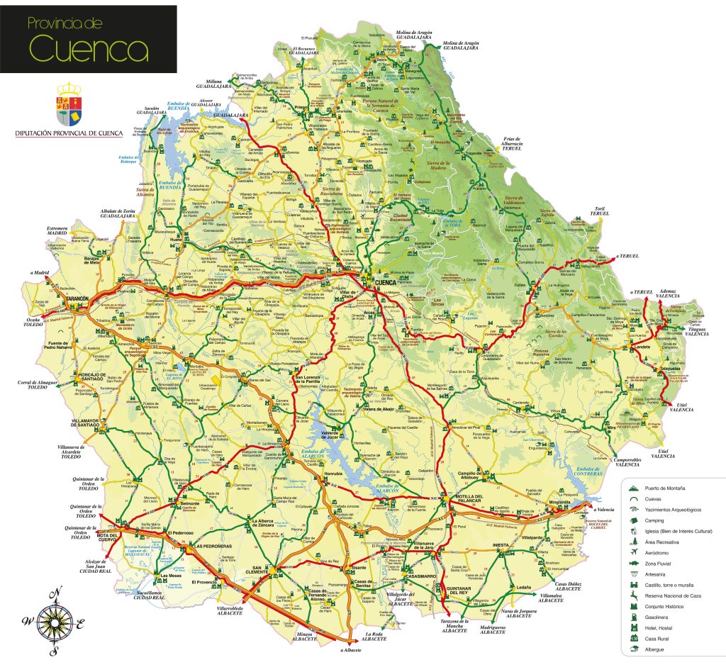 Mapa turístico de la provincia de Cuenca.