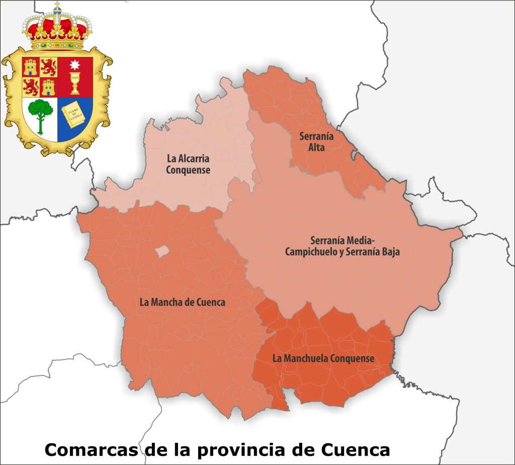 Mapa de las comarcas de la provincia de Cuenca.