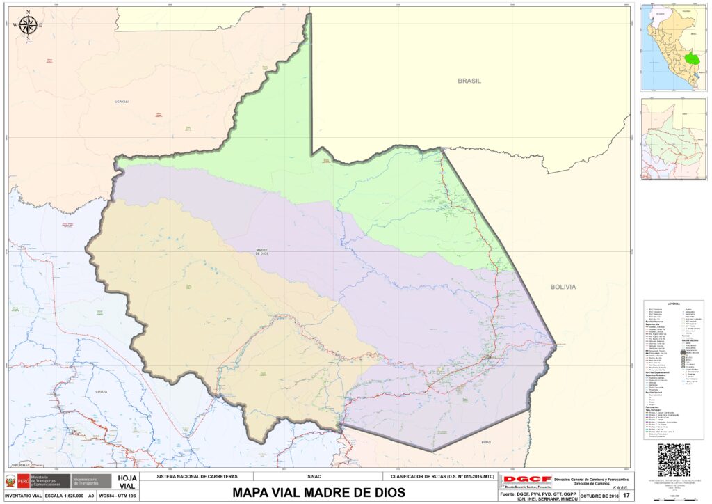 Mapa de Madre de Dios.