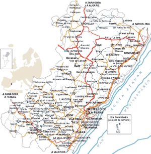 Mapa de carreteras de la provincia de Castellón