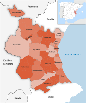 ¿Cuales son las comarcas de la provincia de Valencia?
