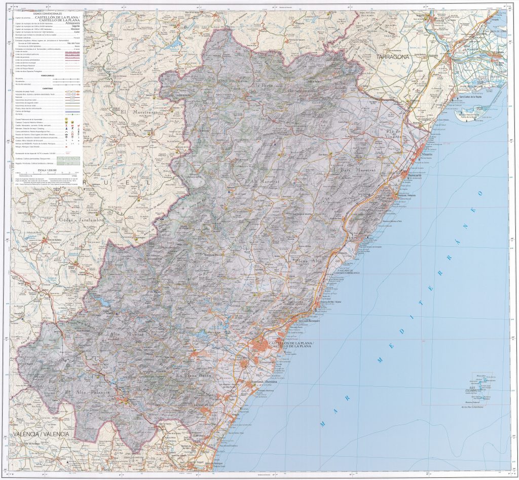 Mapa de la provincia de Castellón.