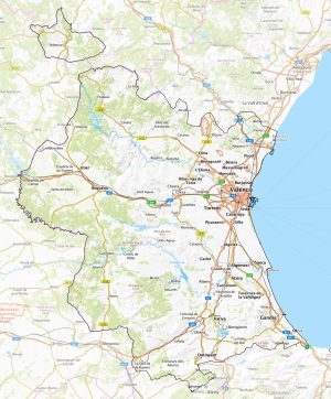 Mapa físico de la provincia de Valencia