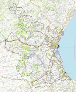 Mapa topográfico de la provincia de Valencia.