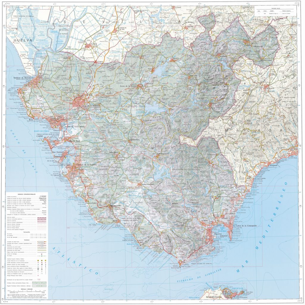 Mapa de la provincia de Cádiz.