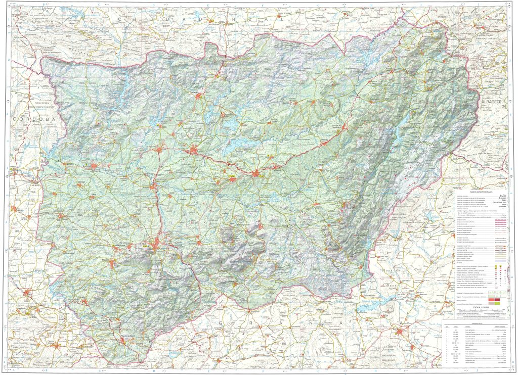 Mapa de la provincia de Jaén (España).