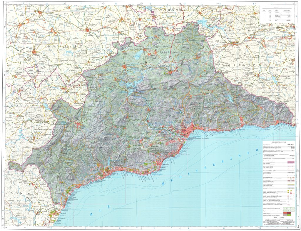 Mapa de la provincia de Málaga.