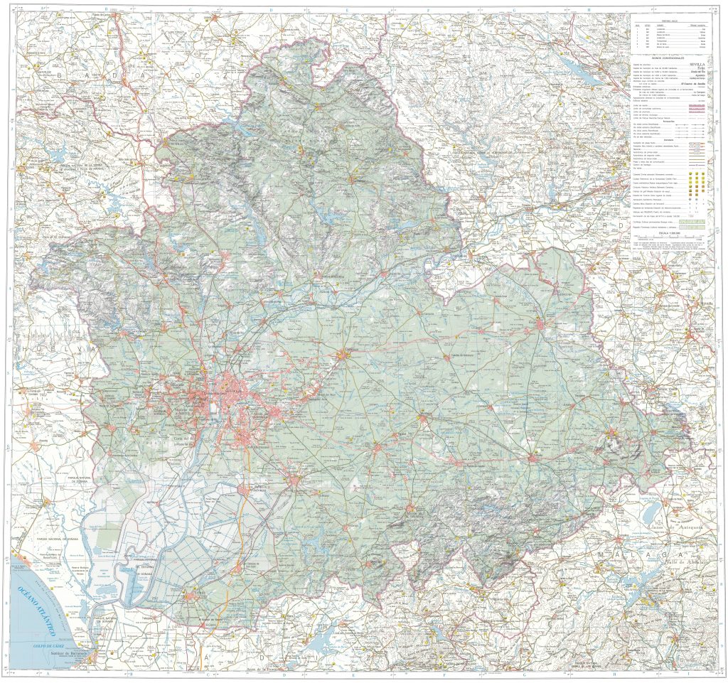 Mapa de la provincia de Sevilla.