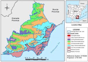 Cuencas hidrográficas y pisos bioclimáticos en la provincia de Almería.