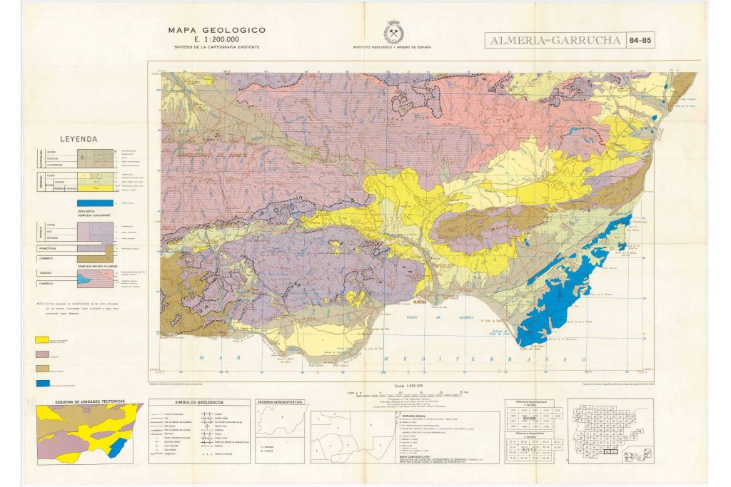 Mapa geológico de la provincia de Almería.