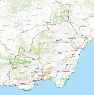 Mapa físico de la provincia de Almería