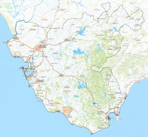 Mapa físico de la provincia de Cádiz