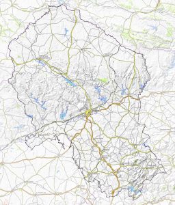 Mapa topográfico de la provincia de Córdoba (España).