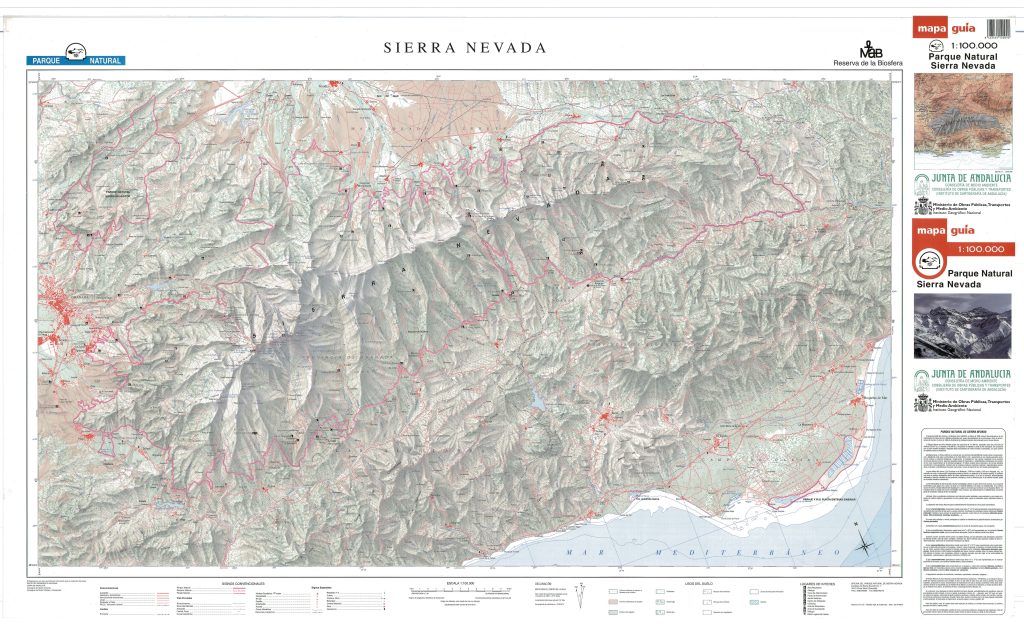 Mapa del Parque nacional de Sierra Nevada.
