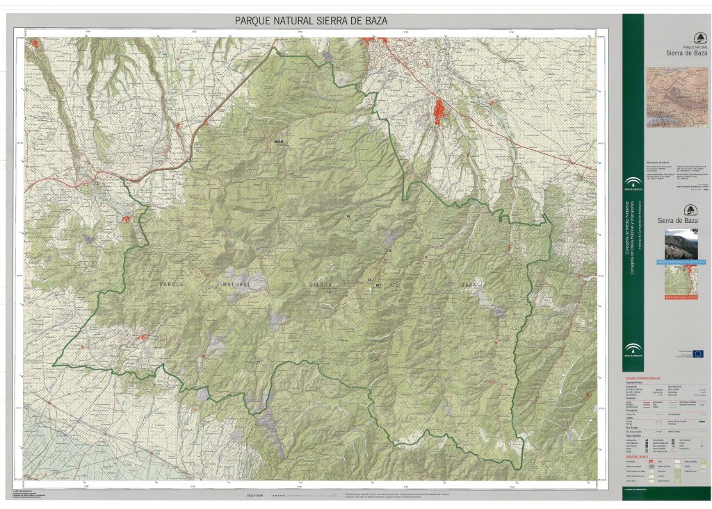 Mapa del Parque Natural de la Sierra de Baza.