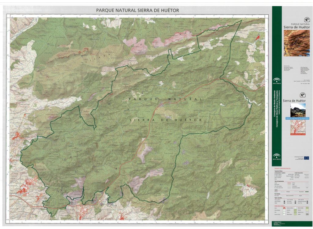 Mapa del Parque natural de Sierra de Huétor.