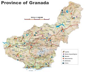 Mapa turístico de la provincia de Granada