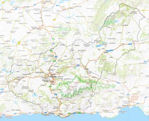 Mapa físico de la provincia de Granada