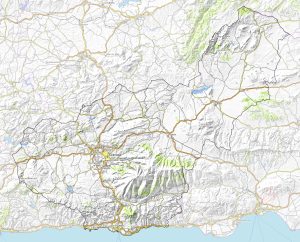 Mapa topográfico de la provincia de Granada.
