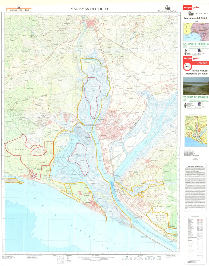 Mapa del Paraje Natural de las Marismas del Odiel.