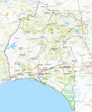 Mapa físico de la provincia de Huelva
