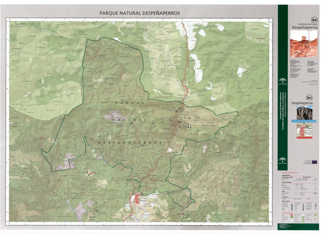 Mapa del Parque natural de Despeñaperros.