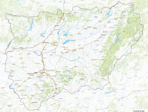 Mapa físico de la provincia de Jaén (España)