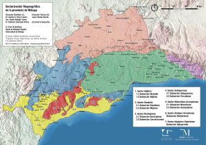 Mapa biogeográfico de la provincia de Málaga.