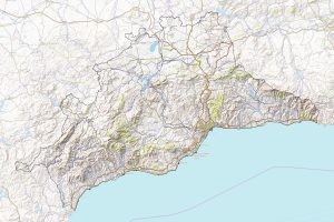 Mapa topográfico de la provincia de Málaga.
