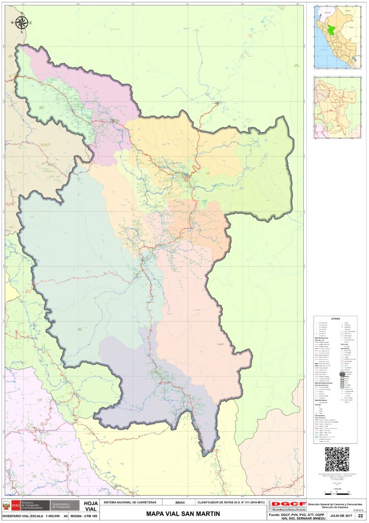 Mapa del departamento de San Martín.