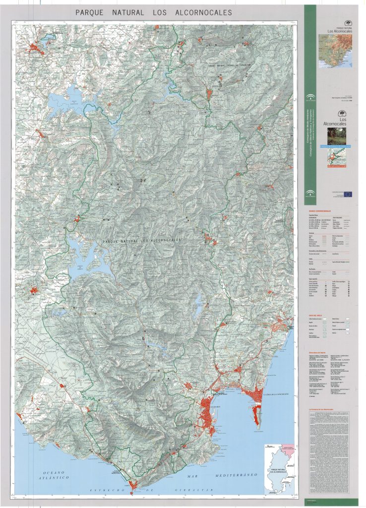 Mapa del parque natural de Los Alcornocales.