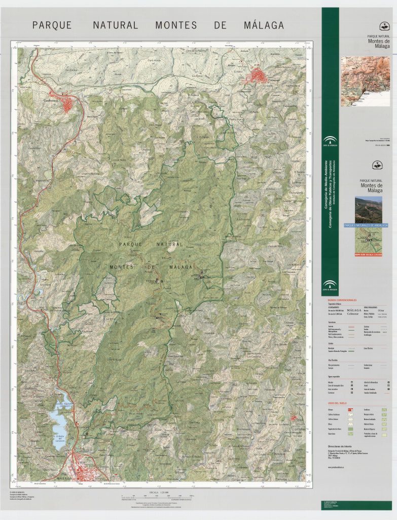 Mapa del Parque natural Montes de Málaga.