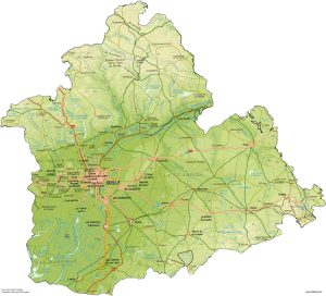 Mapa de relieve de la provincia de Sevilla.